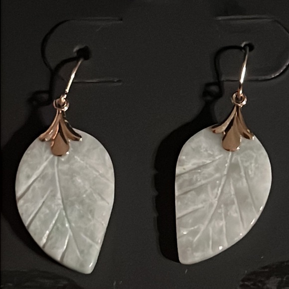Jewelry Jade Leaf Earrings In 1k Solid Gold Poshmark
